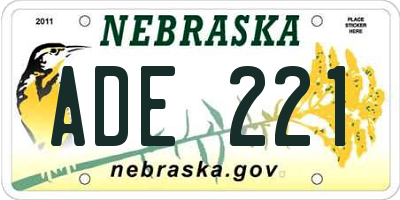 NE license plate ADE221