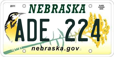 NE license plate ADE224