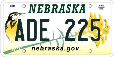 NE license plate ADE225