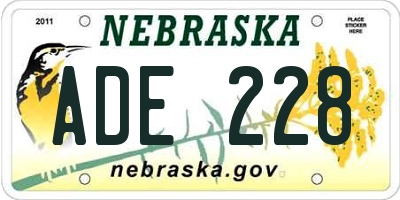 NE license plate ADE228