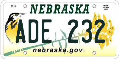 NE license plate ADE232