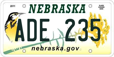 NE license plate ADE235