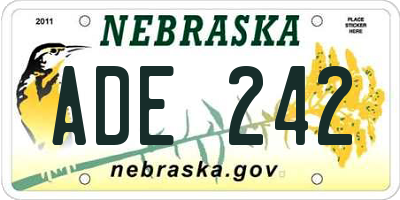 NE license plate ADE242