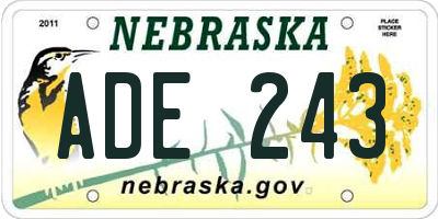 NE license plate ADE243