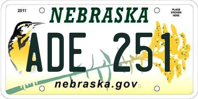 NE license plate ADE251