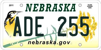 NE license plate ADE255