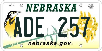 NE license plate ADE257