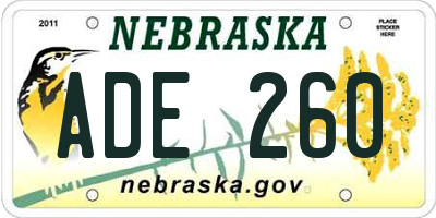 NE license plate ADE260