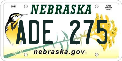 NE license plate ADE275