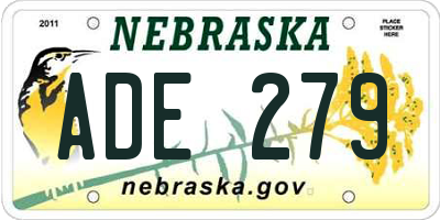 NE license plate ADE279