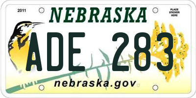 NE license plate ADE283