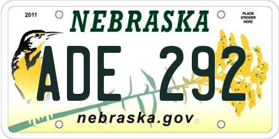 NE license plate ADE292