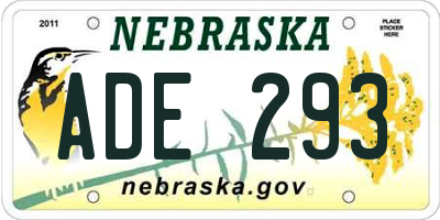 NE license plate ADE293