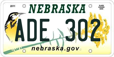 NE license plate ADE302