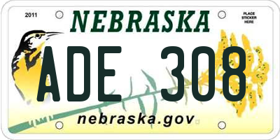 NE license plate ADE308
