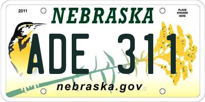 NE license plate ADE311