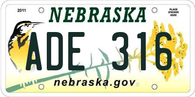 NE license plate ADE316