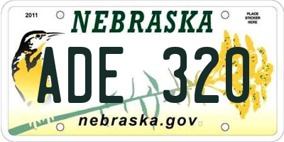 NE license plate ADE320