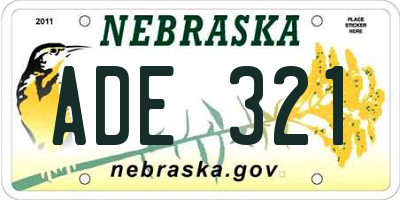 NE license plate ADE321