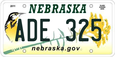 NE license plate ADE325