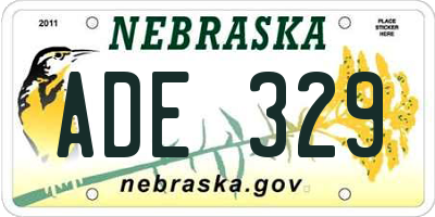 NE license plate ADE329