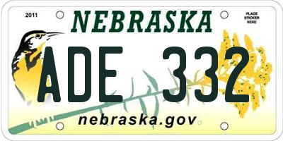 NE license plate ADE332