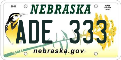 NE license plate ADE333