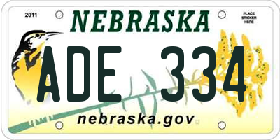 NE license plate ADE334