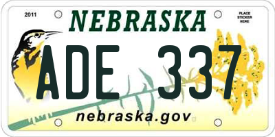 NE license plate ADE337