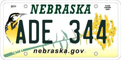 NE license plate ADE344