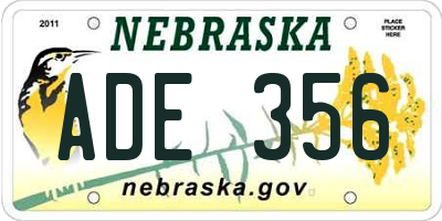 NE license plate ADE356