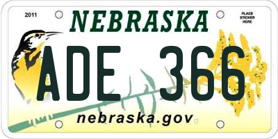 NE license plate ADE366