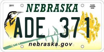 NE license plate ADE371