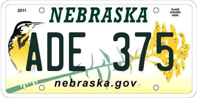 NE license plate ADE375