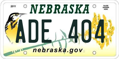 NE license plate ADE404