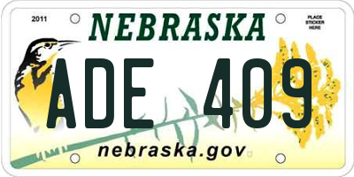 NE license plate ADE409