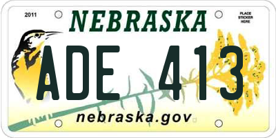 NE license plate ADE413
