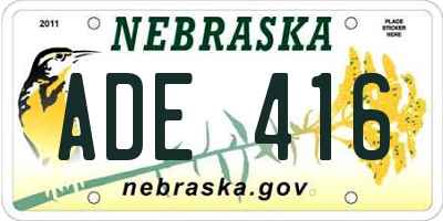NE license plate ADE416