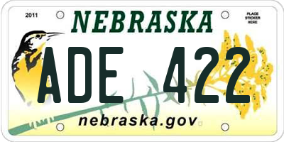 NE license plate ADE422