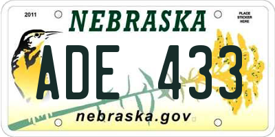 NE license plate ADE433