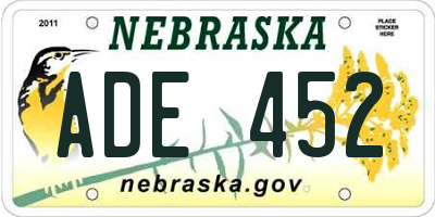 NE license plate ADE452