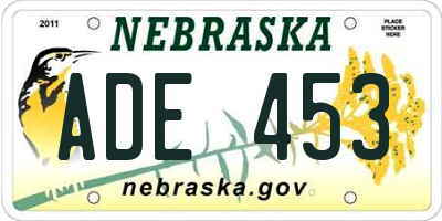 NE license plate ADE453