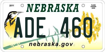 NE license plate ADE460