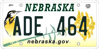 NE license plate ADE464
