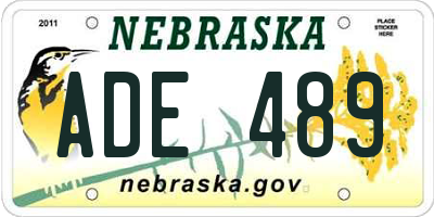 NE license plate ADE489