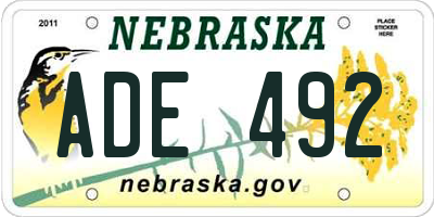 NE license plate ADE492