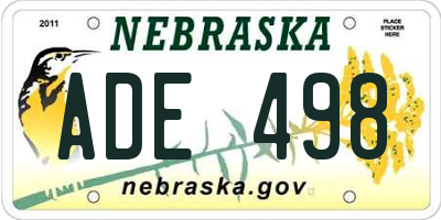 NE license plate ADE498