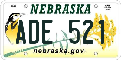NE license plate ADE521