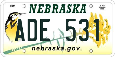 NE license plate ADE531