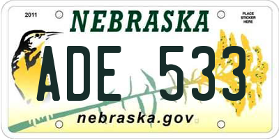 NE license plate ADE533